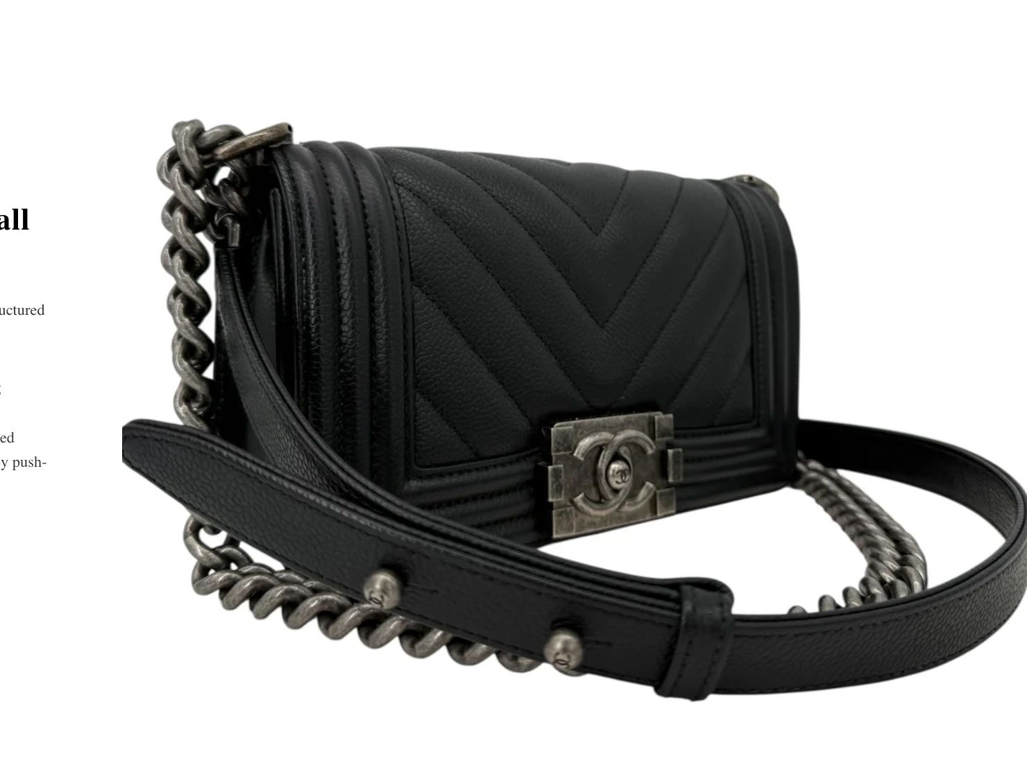 Chanel Caviar Chevron Quilted Small Boy Flap Bag Black