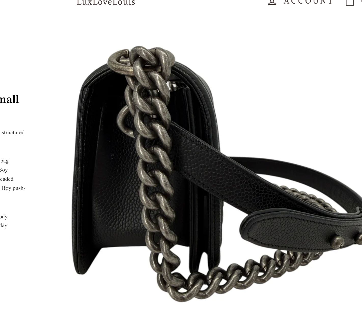 Chanel Caviar Chevron Quilted Small Boy Flap Bag Black thumbnail 2