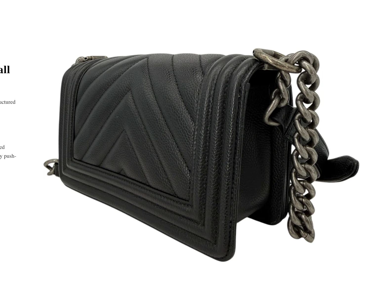 Chanel Caviar Chevron Quilted Small Boy Flap Bag Black thumbnail 3