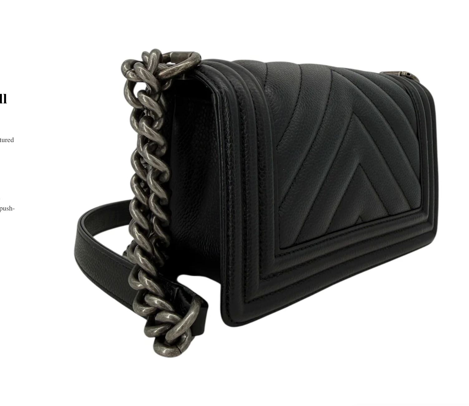 Chanel Caviar Chevron Quilted Small Boy Flap Bag Black thumbnail 4
