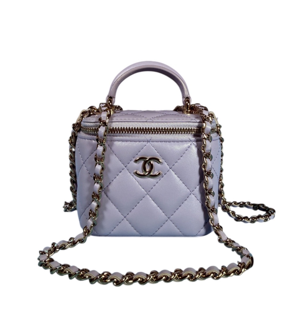 Chanel Mini Vanity Box Quilted Lambskin Lilac