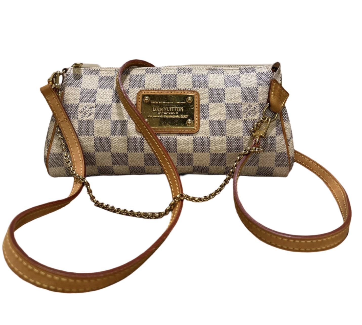 Authentic Louis Vuitton Damier Azur Eva Clutch